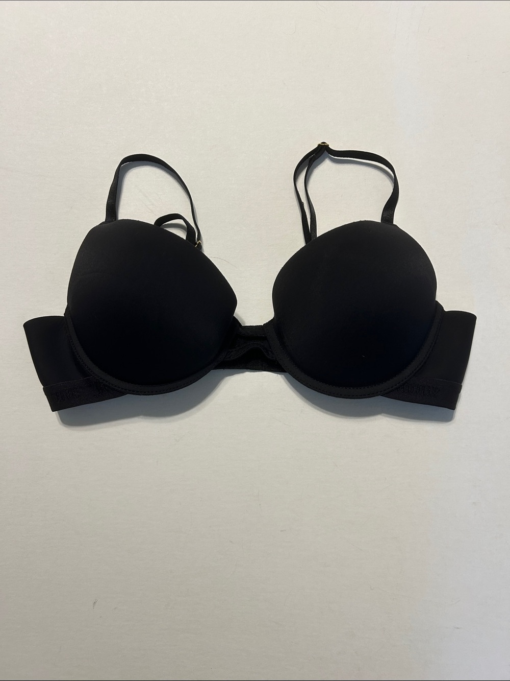 Juicy Couture Black Underwire Push-Up Bra 34N Adjustable Straps Spell Out Sexy